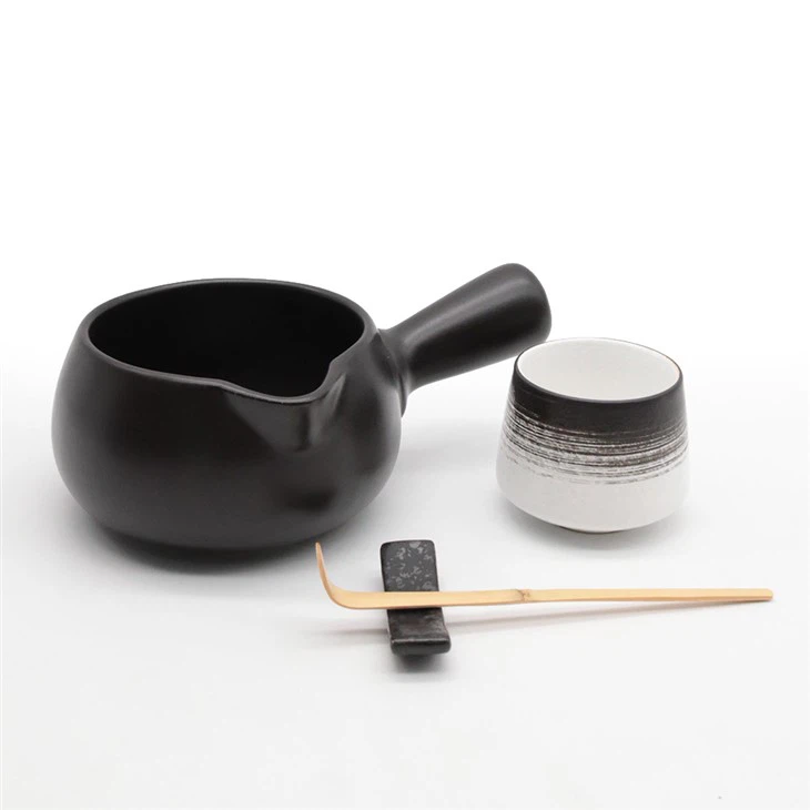 Handmade Ceramic Japanese Matcha Bowl With Spout Ceramic Spout And Whisk Set Handmade With Spout Set Oem Pink
